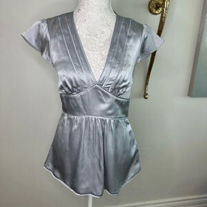 Michael Kors Silver Silk Blouse Sz. 8